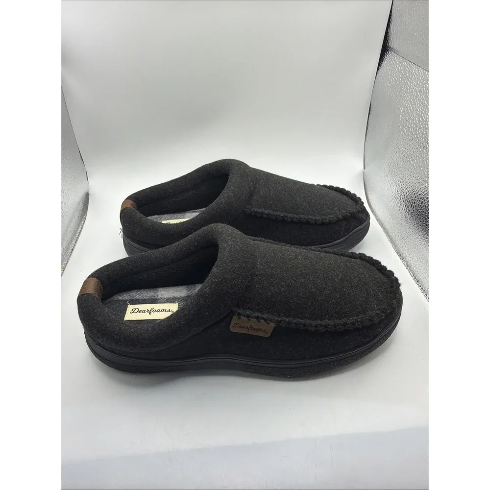 Dearfoams Mens Memory Foam Slippers Size 9-10 Medium Black indoor/outdoor New